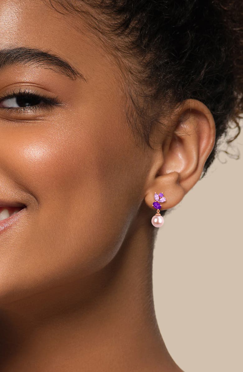 DELMAR Amethyst & Pink Cultured Pearl Pendant Necklace & Drop Earrings Set, Alternate, color, 