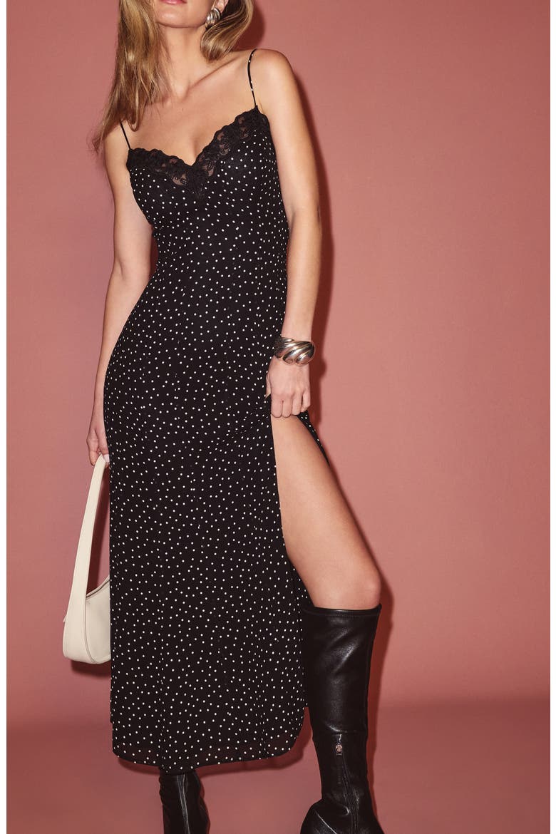Lucine Dot Midi Slipdress, Main, color, SELENE