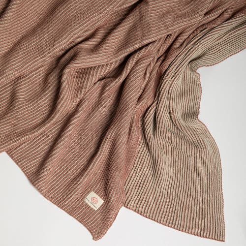 Pink Lemonade Ribbed Organic Cotton Throw Blanket in Rosy Brown 