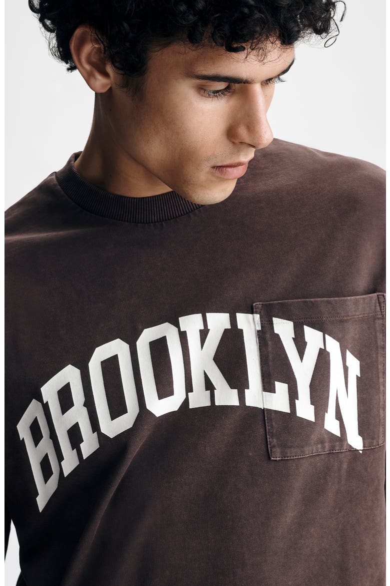 Loose Fit Collegiate Logo Cotton Graphic Long Sleeve T-Shirt, Alternate, color, FRENCH ROAST