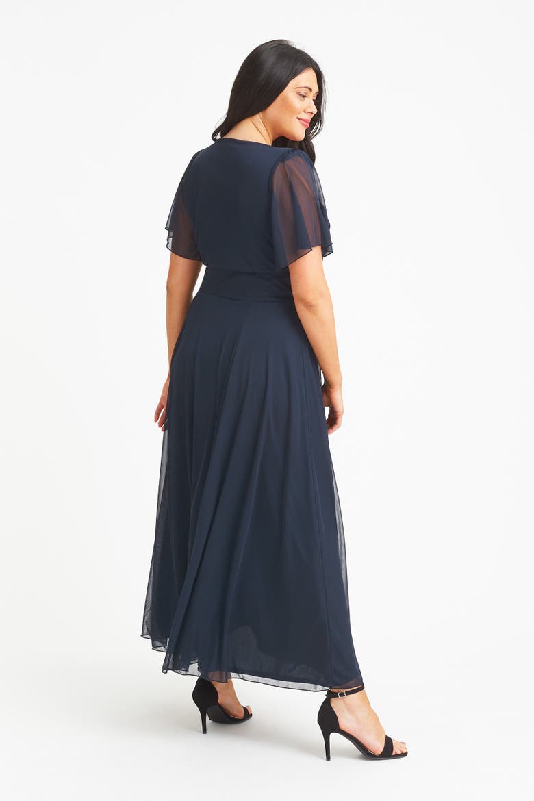 Kemi Solid Bolero Wrap Bodice Maxi Gown, Alternate, color, Solid Navy
