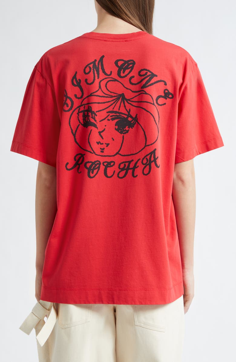 Simone Rocha Dim Sum Logo Print T-Shirt, Alternate, color, Red/ Black