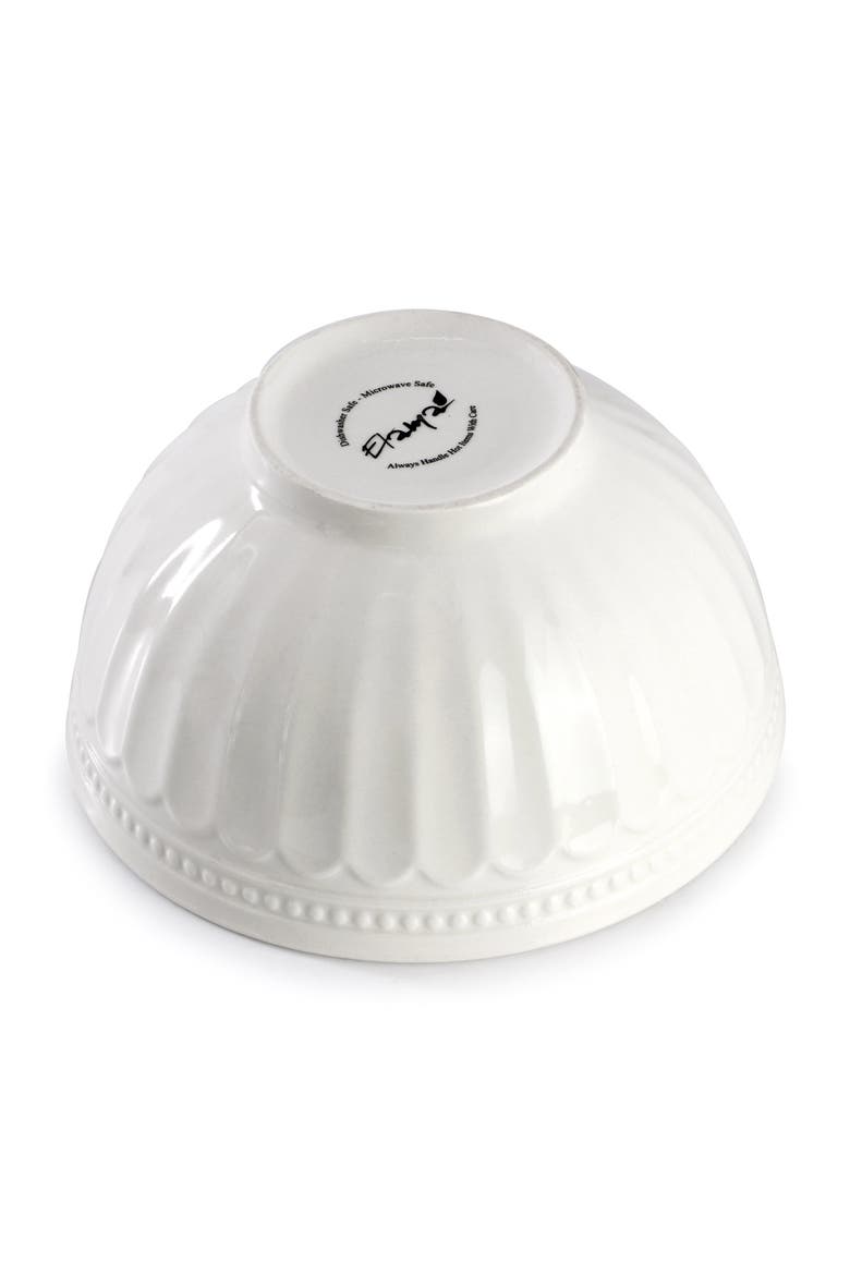 6 Piece Embossed Arch Stoneware Cereal Bowl Set White, Alternate, color, White
