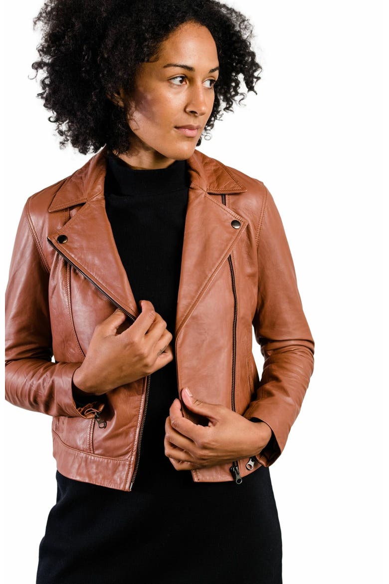 Maha Leather Jacket, Alternate, color, Whiskey