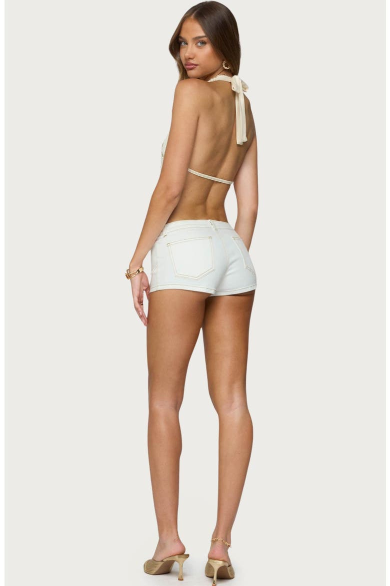 Beaded Cowl Neck Open Back Halter Top, Alternate, color, CREAM