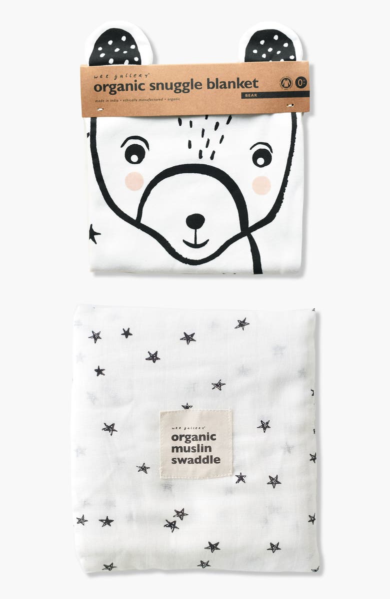 Wee Gallery Stars Swaddle and Bear Snuggle Blanket Bundle, Main, color, Stars