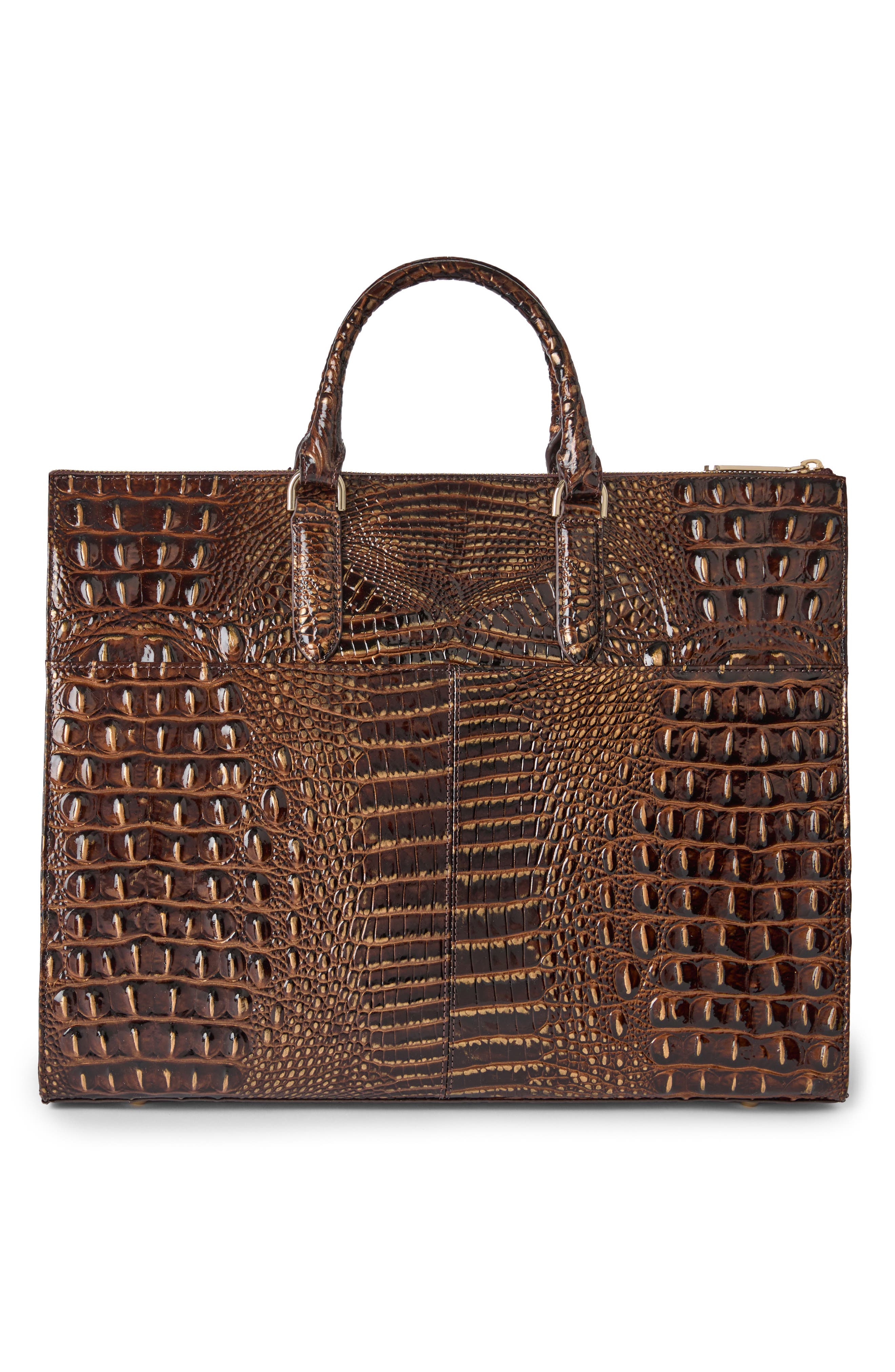 Business Croc Embossed Leather Tote, Alternate, color, CHOCOLATE
