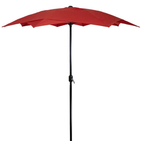 8.85ft Outdoor Patio Lotus Umbrella with Hand Crank, Terracotta