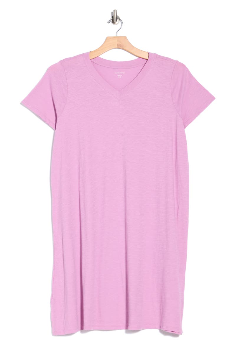 V-Neck Organic Cotton T-Shirt Dress, Alternate, color, FRENCH LILAC