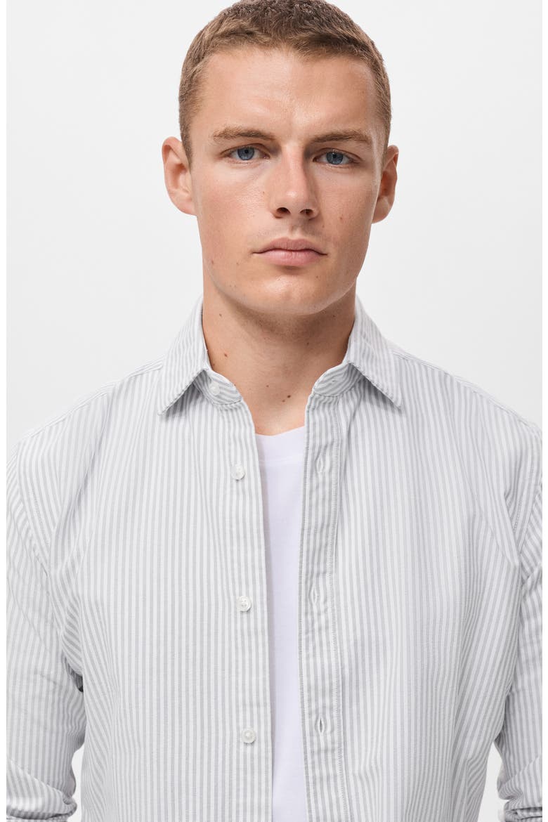 Stripe Cotton Button-Up Oxford Shirt, Alternate, color, GREY