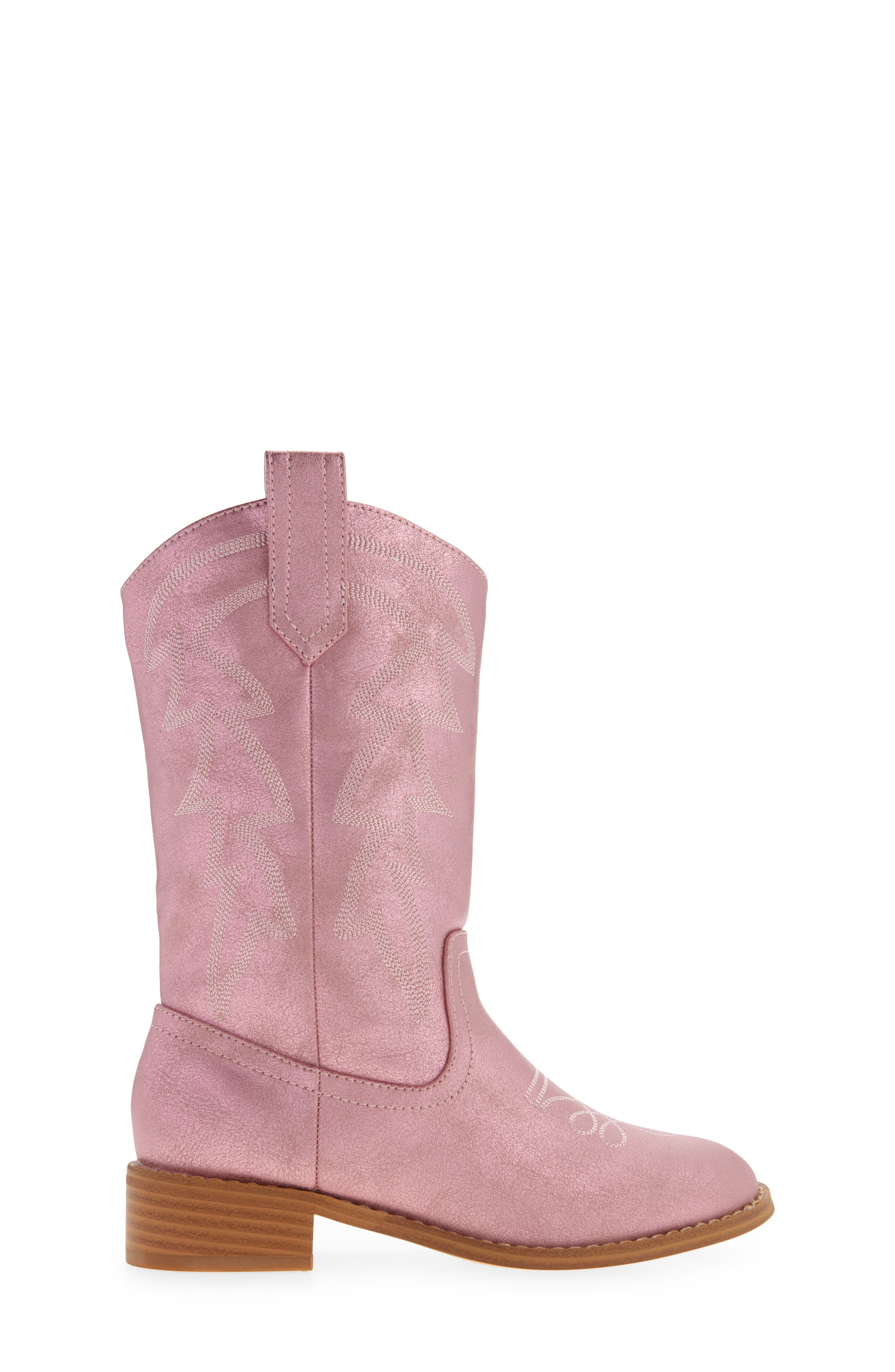 Nordstrom Kids' Haislee Western Boot, Alternate, color, Pink Metallic