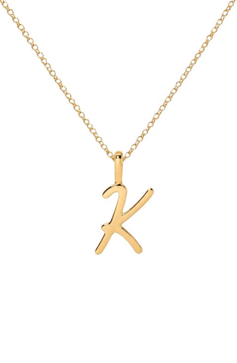 Script Initial Charm Necklace