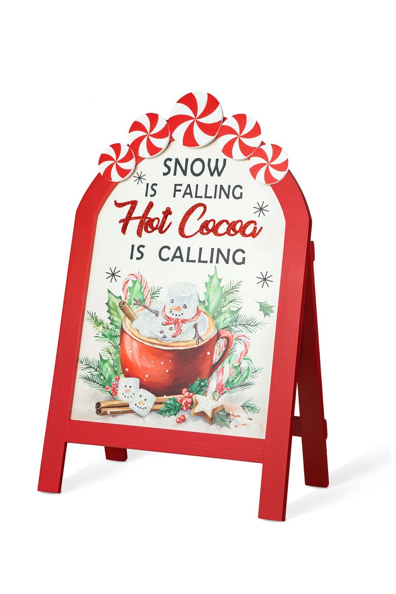 Christmas Wooden Easel Porch Sign, Main, color, Red