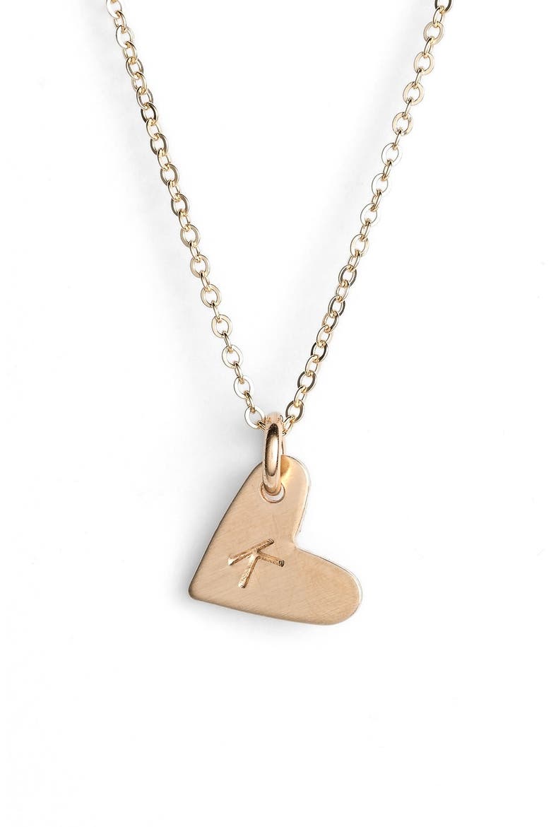 14k-Gold Fill Initial Mini Heart Pendant Necklace, Main, color, GOLD/ K