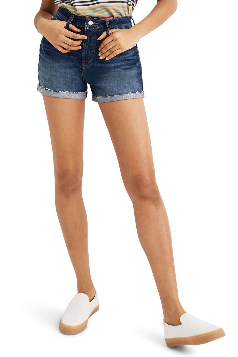 Curvy High Waist Denim Shorts, Main, color, CANTERDALE WASH