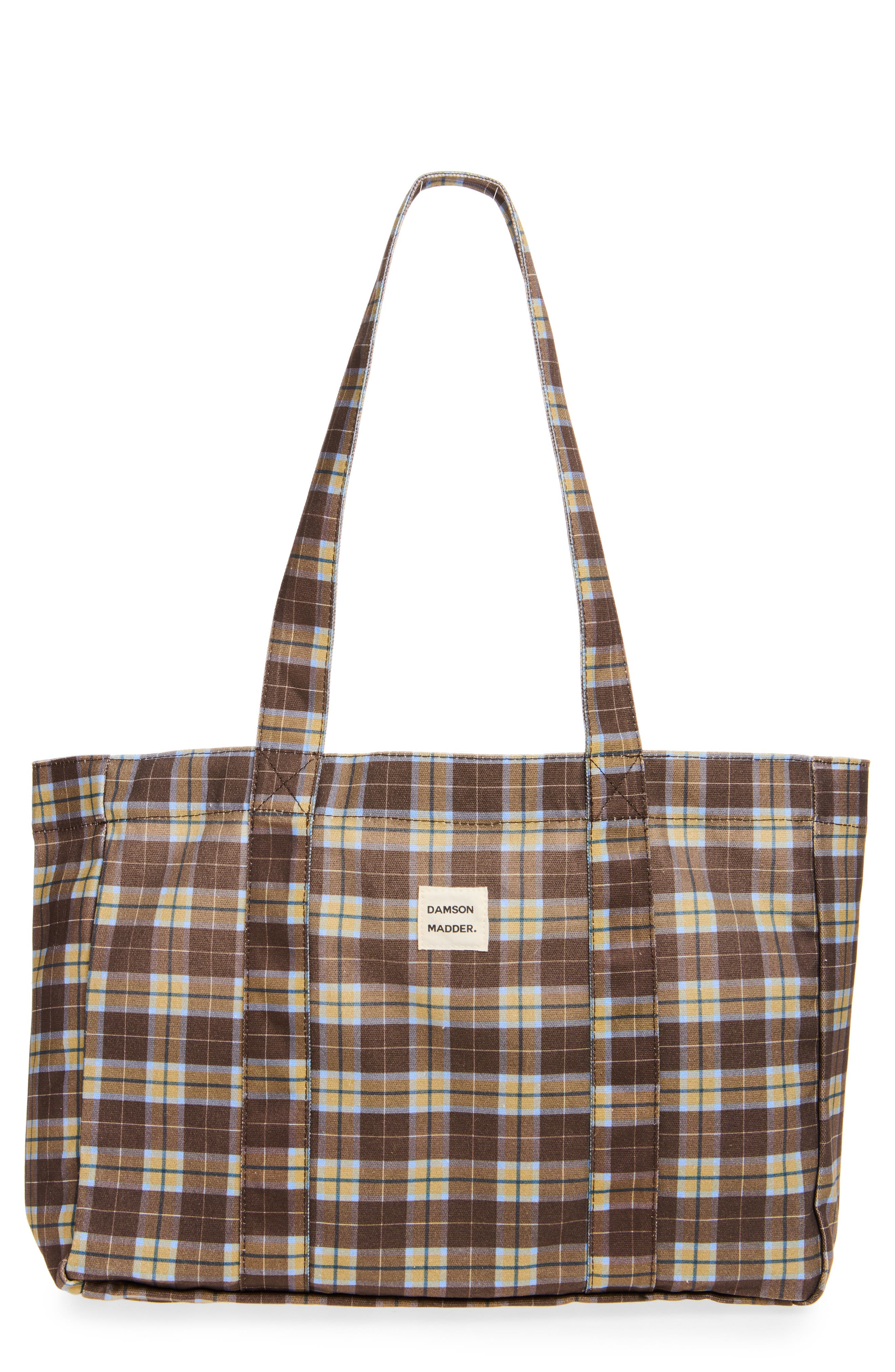 Check Tote Bag, Main, color, BROWN MULTI