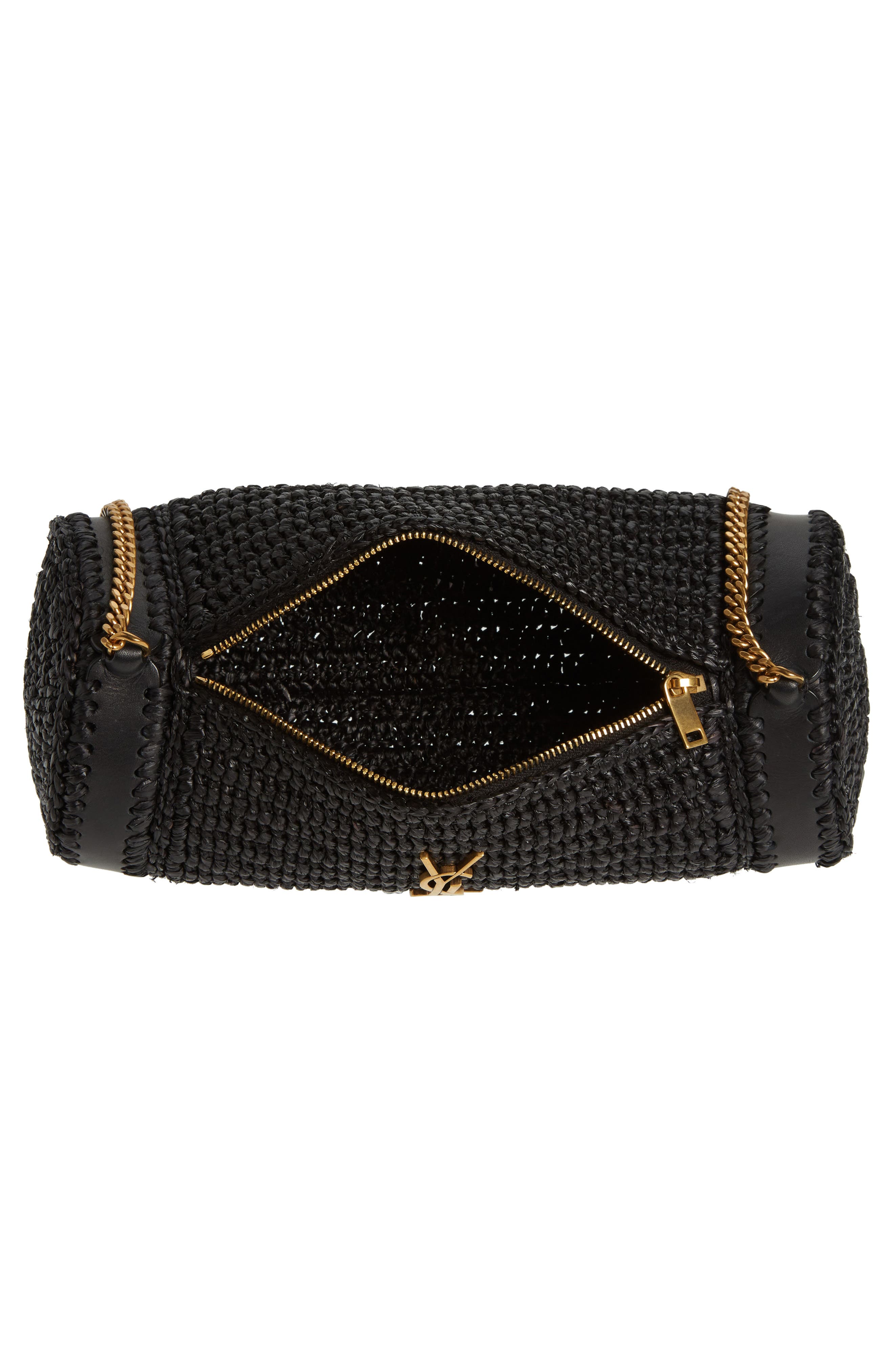 Saint Laurent Small Sade Raffia Tube Bag, Alternate, color, 