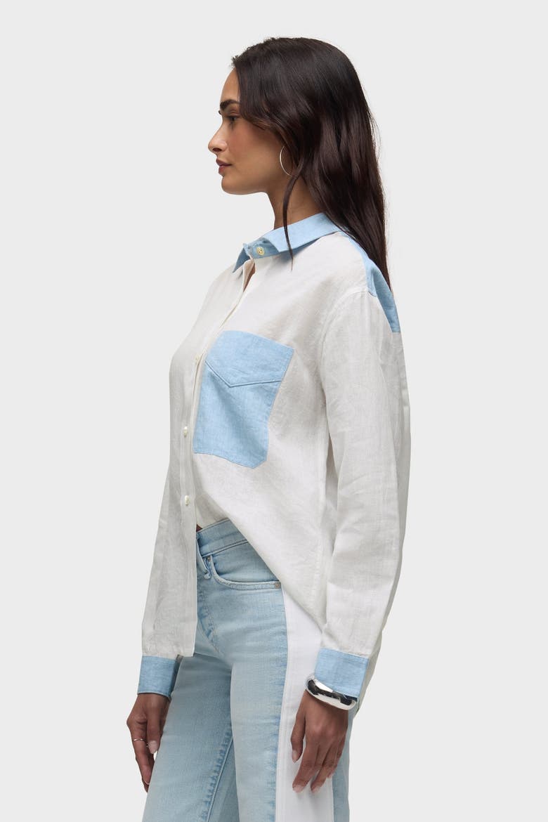 Oversized Button Down Shirt, Alternate, color, COLORBLOCK WHITE