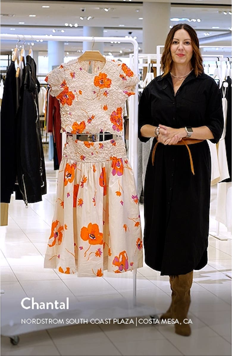 Carino Floral Two-Piece Stretch Cotton Crop Top & Midi Skirt, sales video thumbnail