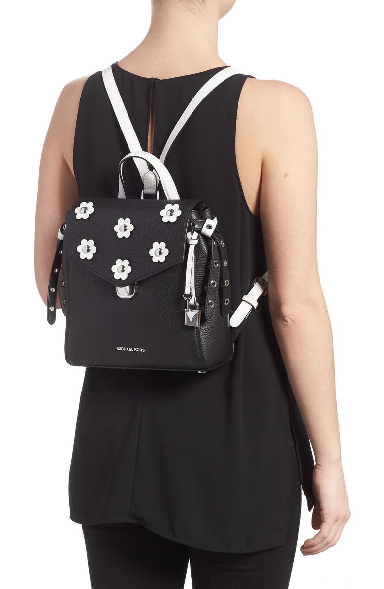 Michael Kors MICHAEL Michael Kors Small Flower Embellished Leather Backpack, Alternate, color,