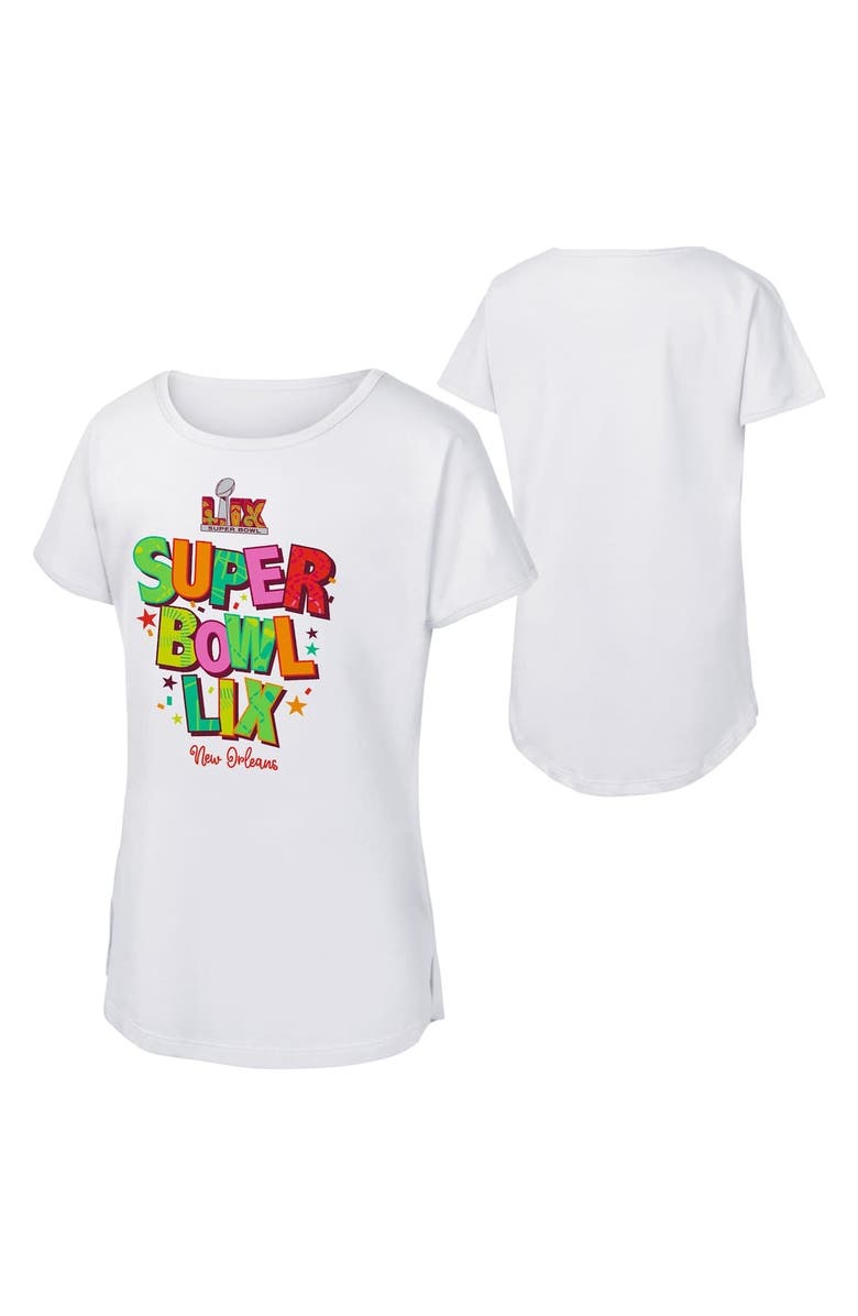 Outerstuff Youth  White Super Bowl LIX Funky Boxy T-Shirt, Main, color, 