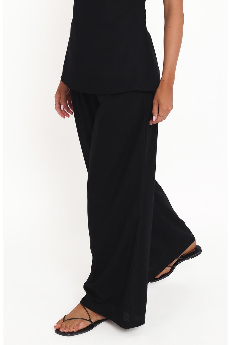 Arles Pleated Cotton Wide Leg Pants, Alternate, color, BLACK