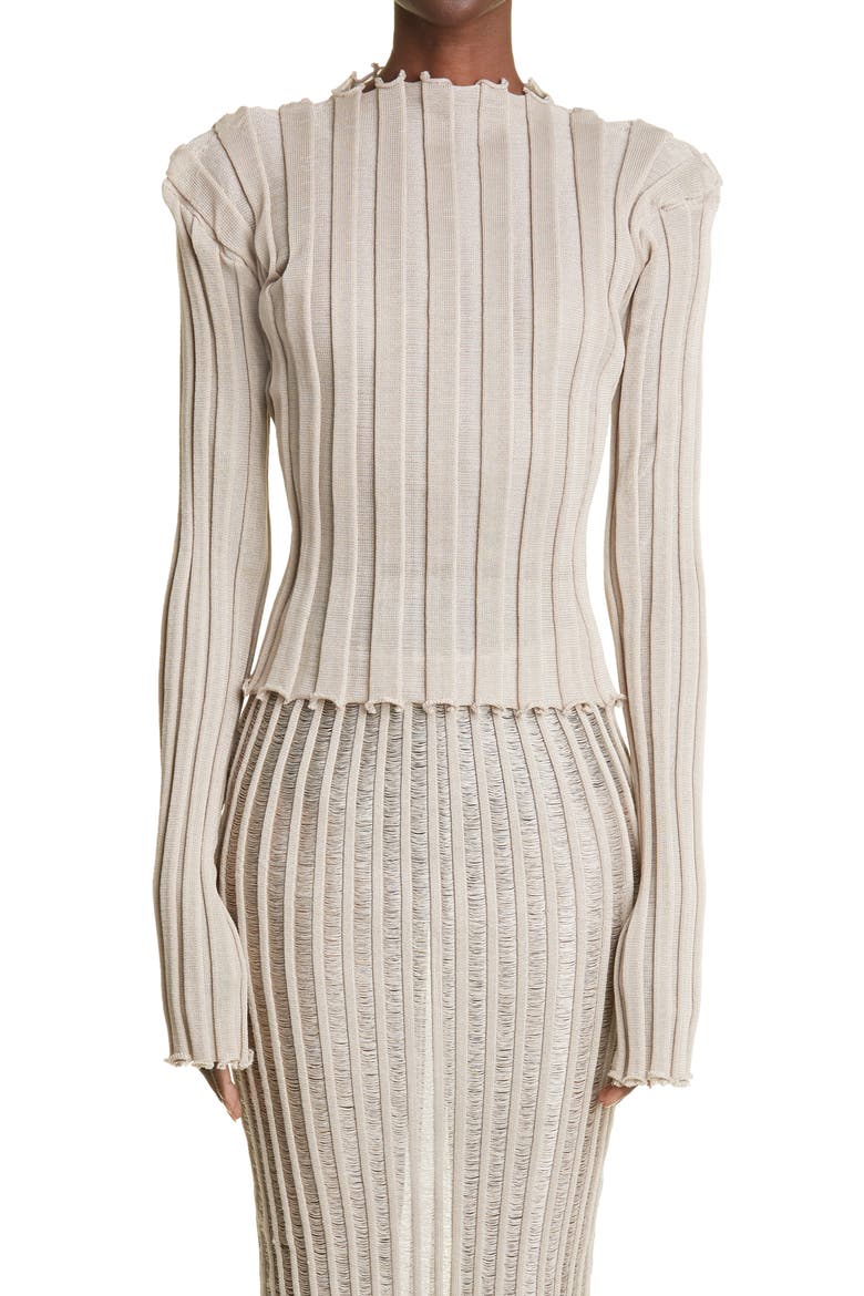 Katrine Ribbed Cotton Blend Sweater, Main, color, DUST