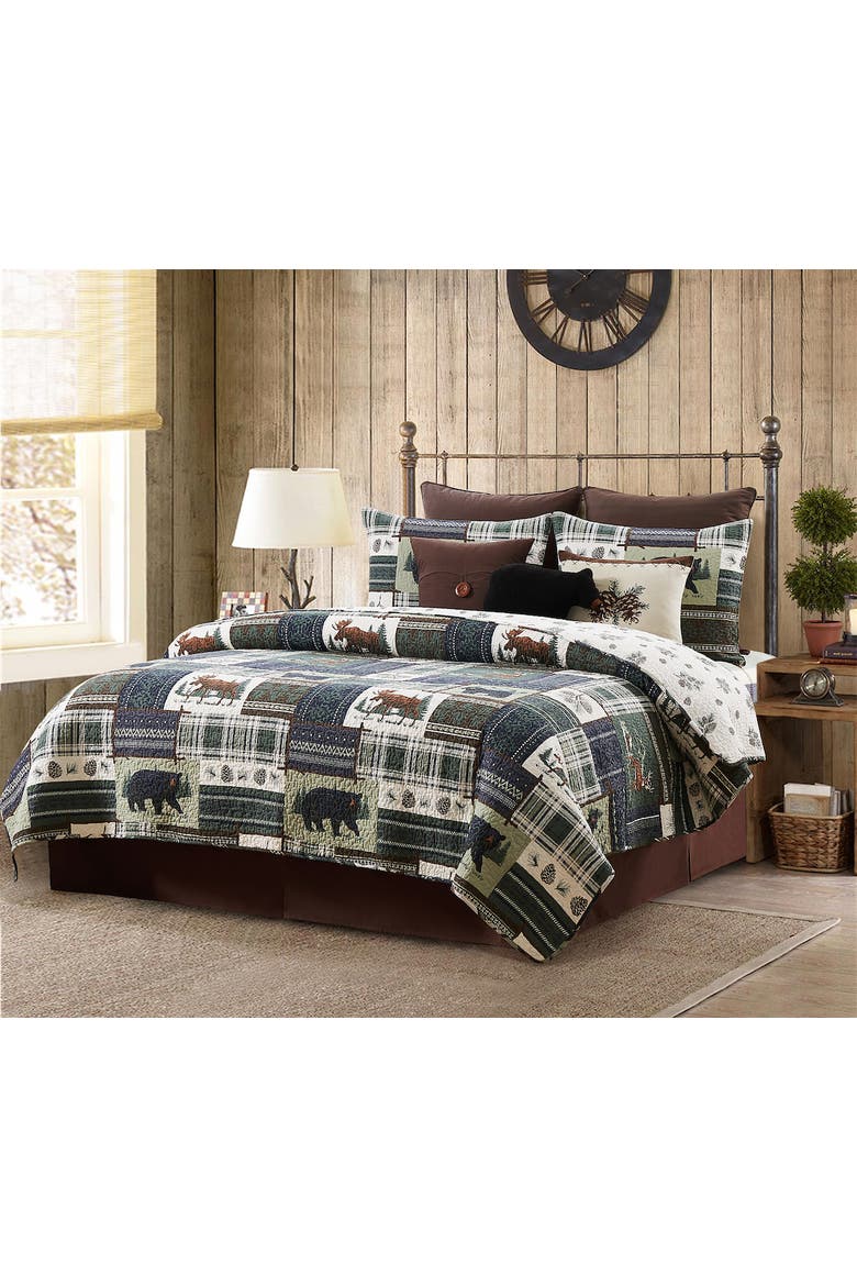 Greenstone Pines Bedding Quilt Set, Main, color, Brown