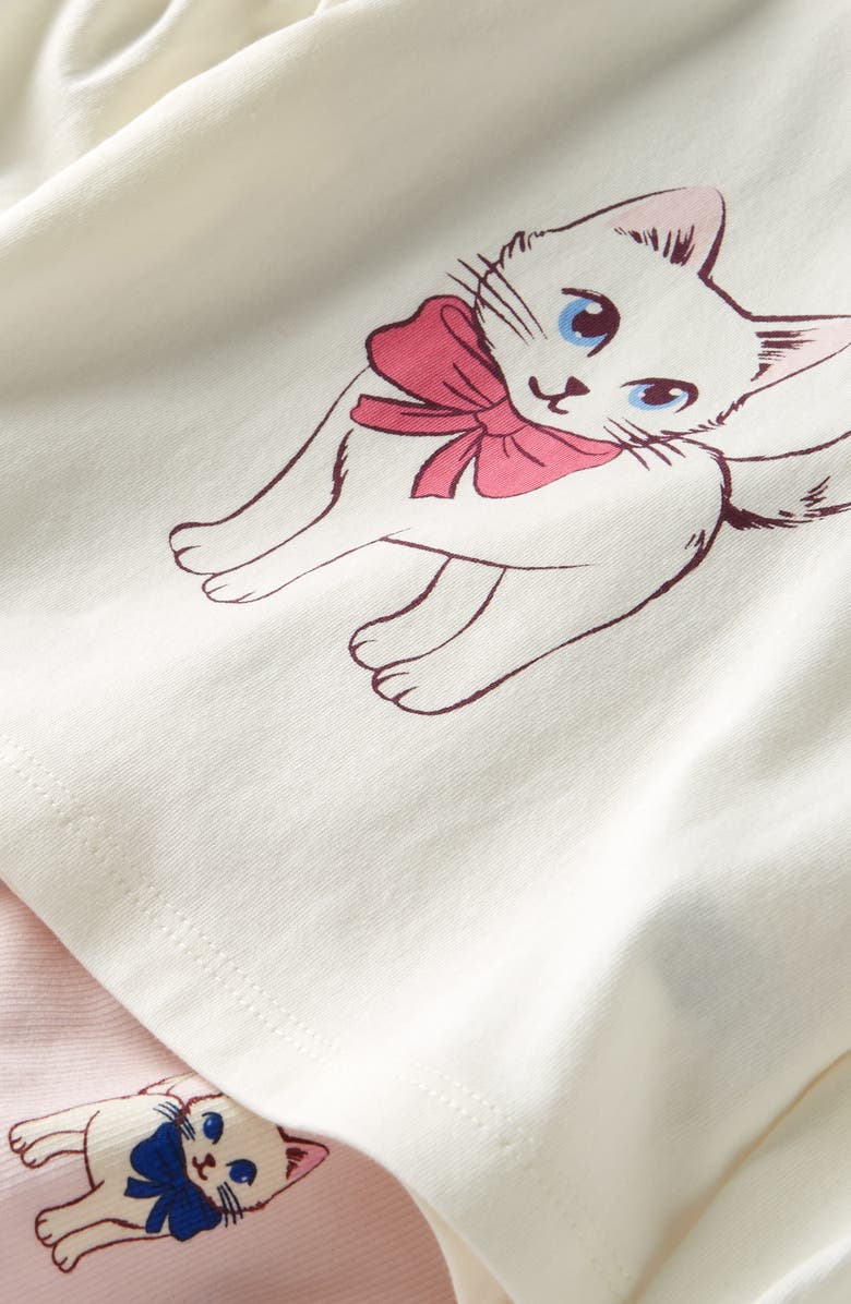 Tucker + Tate Cotton Graphic Bubble T-Shirt & Pants Set, Alternate, color, Ivory Kitten- Pink Bow Kittens