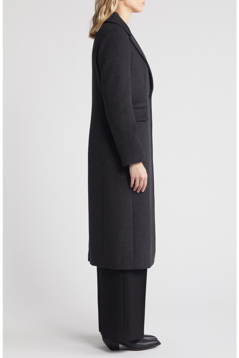Single Breasted Twill Reefer Coat, Alternate, color, CHARCOAL TWO TONE TWILL