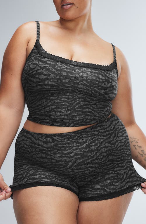 Savage X Fenty Snug Hug Sleep Camisole In Black Caviar Tiger Stripe Text