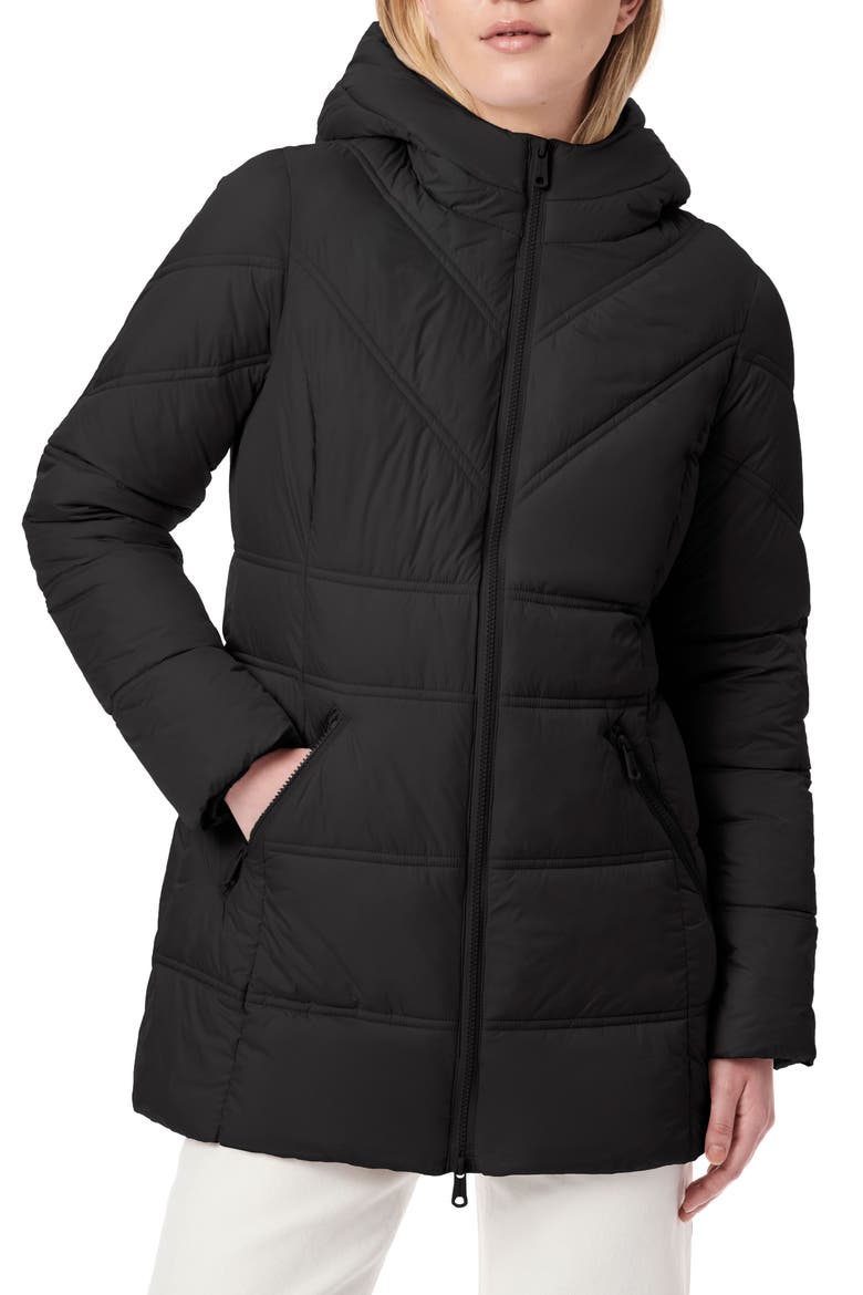 Hooded Puffer Jacket, Main, color, BLACK