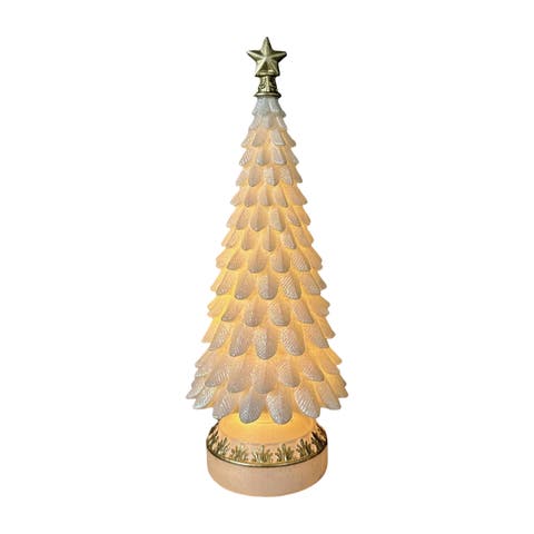 Medium Resin LED Christmas Tree Tabletop Sculpture Prelit
