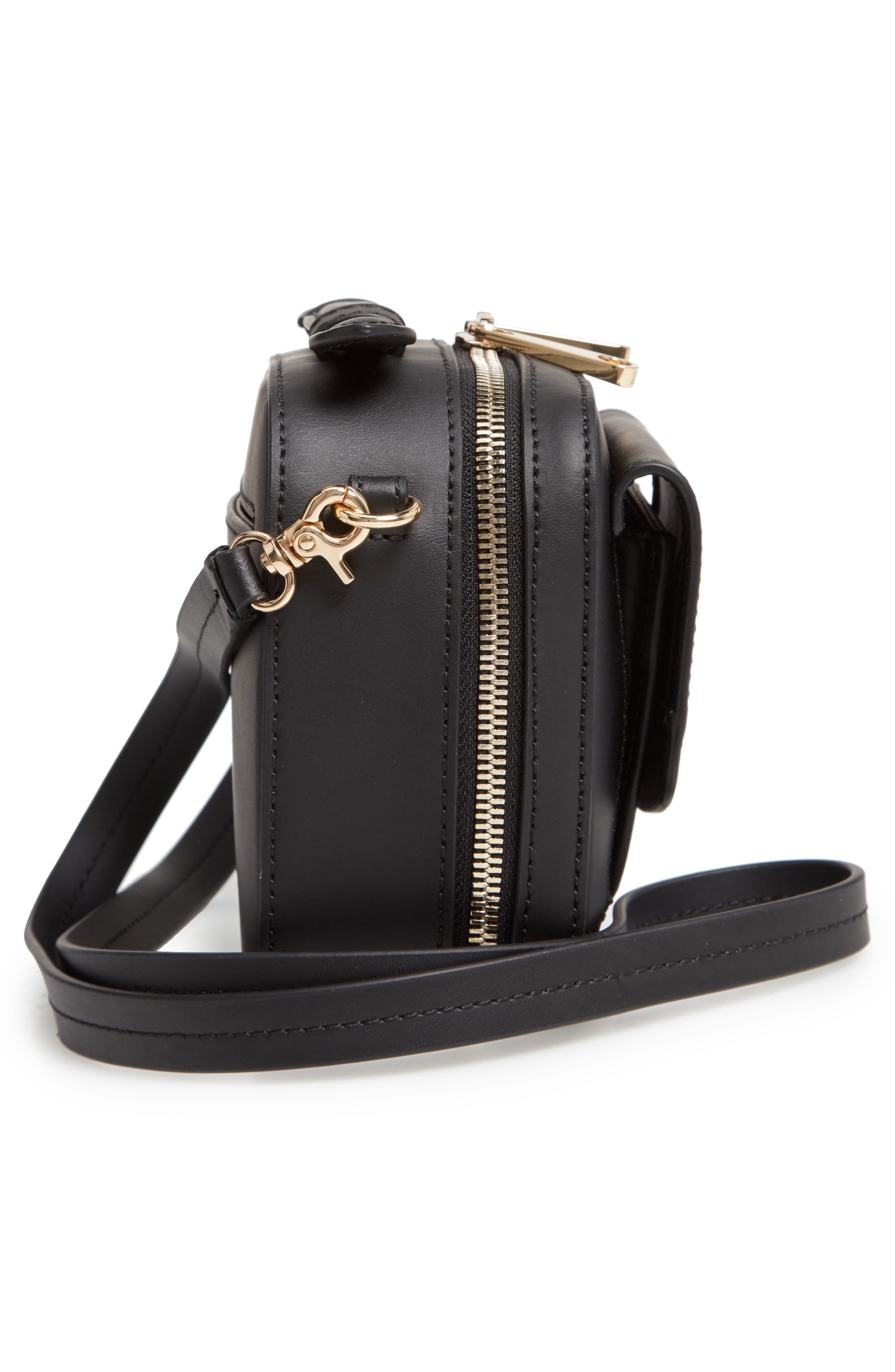 Earthette Small Box Leather Crossbody Bag, Alternate, color, BLACK