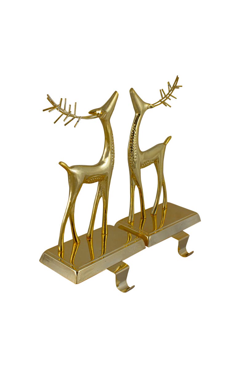 Northlight Set of 2 Gold Standing Reindeer Christmas Stocking Holders 9.75", Alternate, color, 