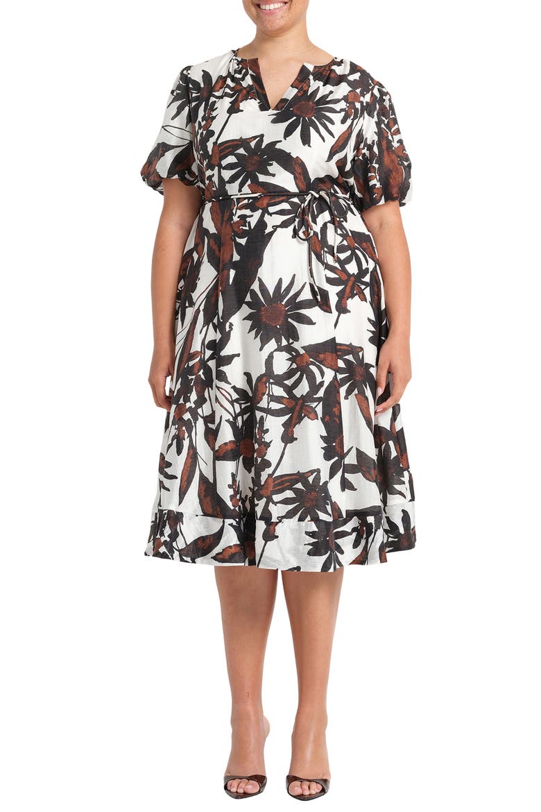Mabel Floral Print Fit and Flare Dress, Main, color, CEDARBLOOM