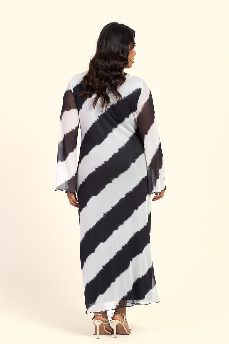 Monochrome Twist Front Midi Dress, Alternate, color, Black