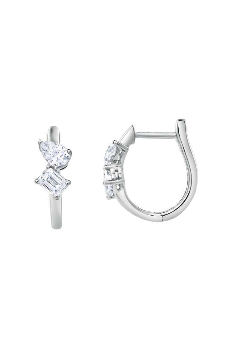 Saela 14K Gold Lab Grown Diamond Huggies - 1 Ct, Main, color, 14K White Gold