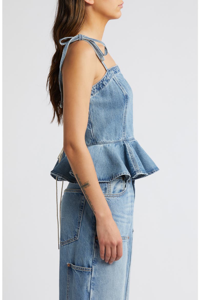 Peplum Denim Camisole, Alternate, color, HACIENDA