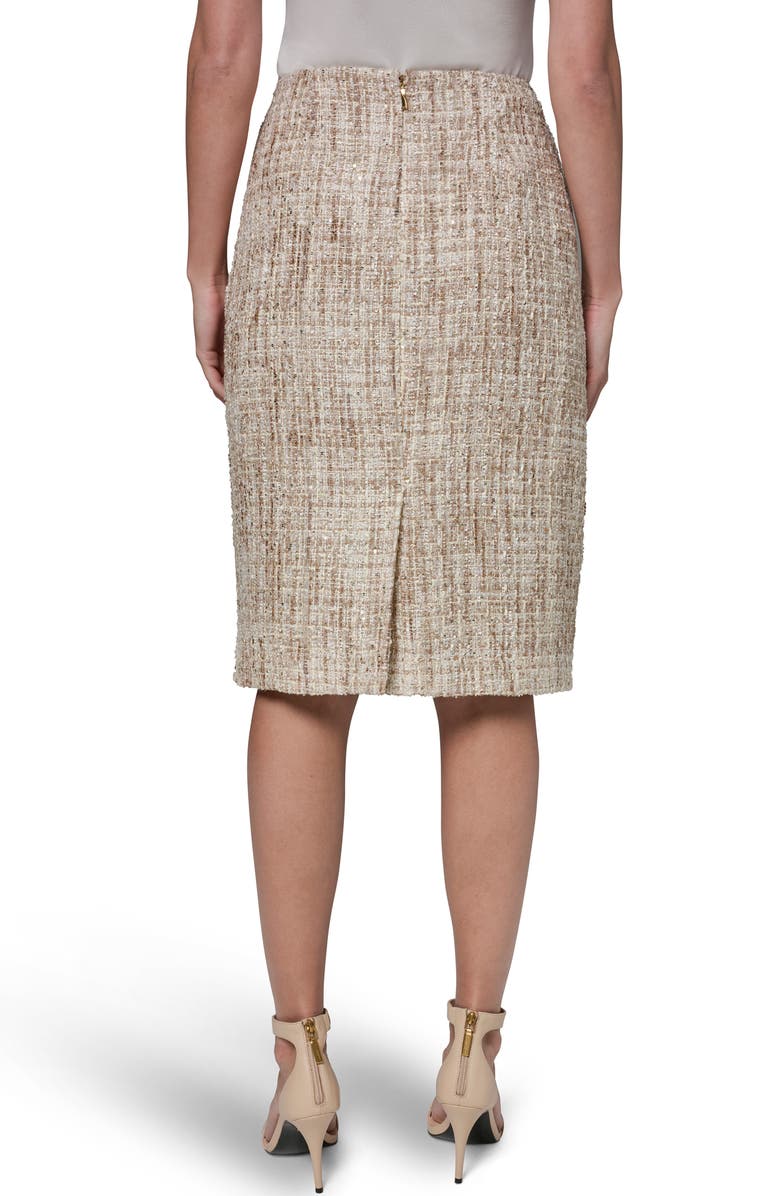 Donna Karan New York Sequin Tweed Pencil Skirt, Alternate, color, Beige/ Dark Cream Multi