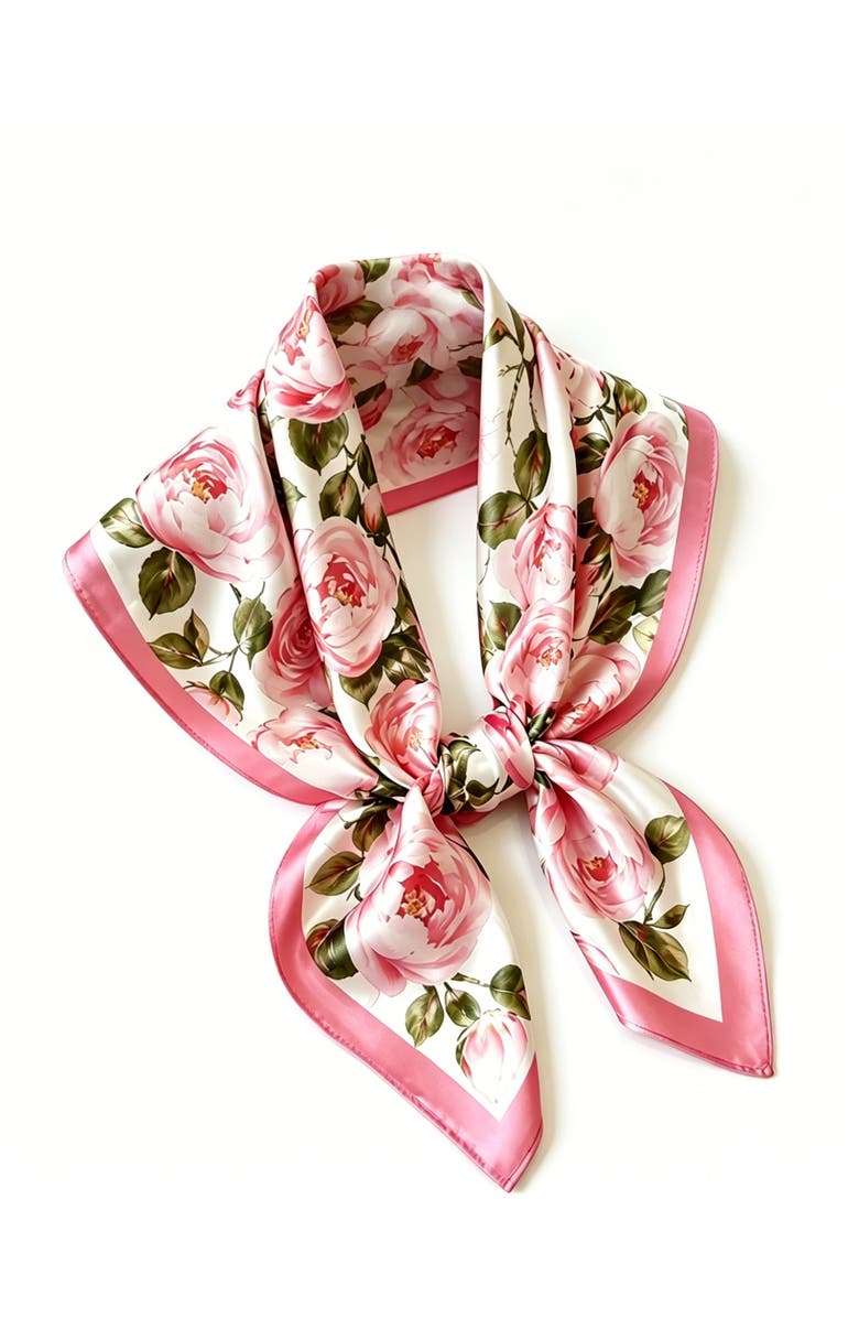 SILKSILKY Pure Silk Floral Square Scarf, Main, color, Multi