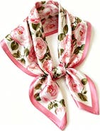 SILKSILKY Pure Silk Floral Square Scarf