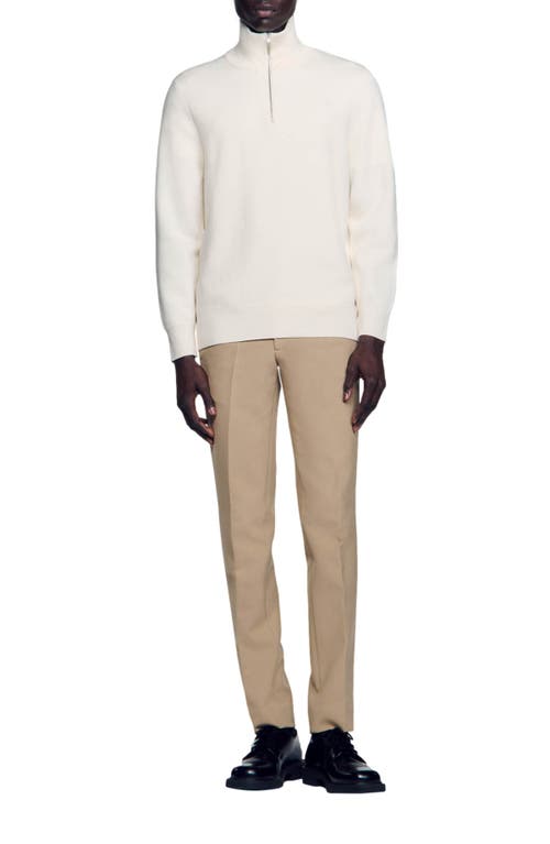 Sandro Zip-up High-neck Jumper In Ecru