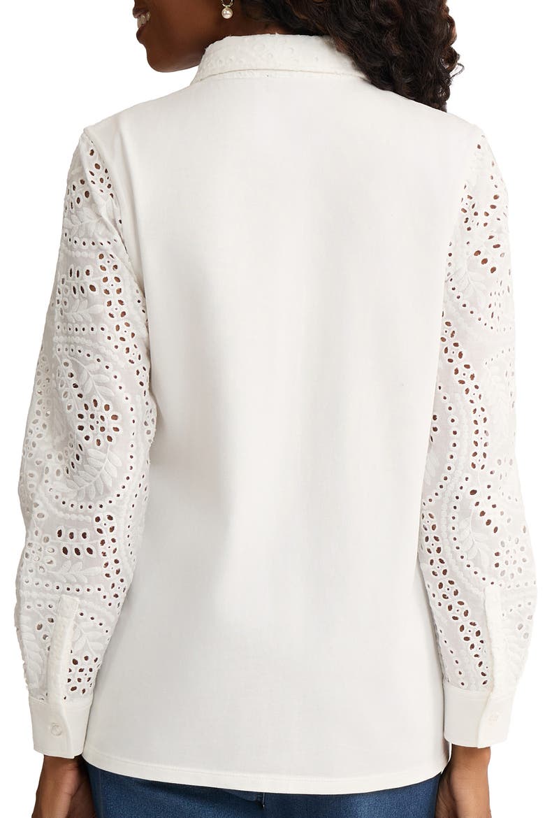 Cotton Eyelet Button-Up Shirt, Alternate, color, NATURAL WHITE