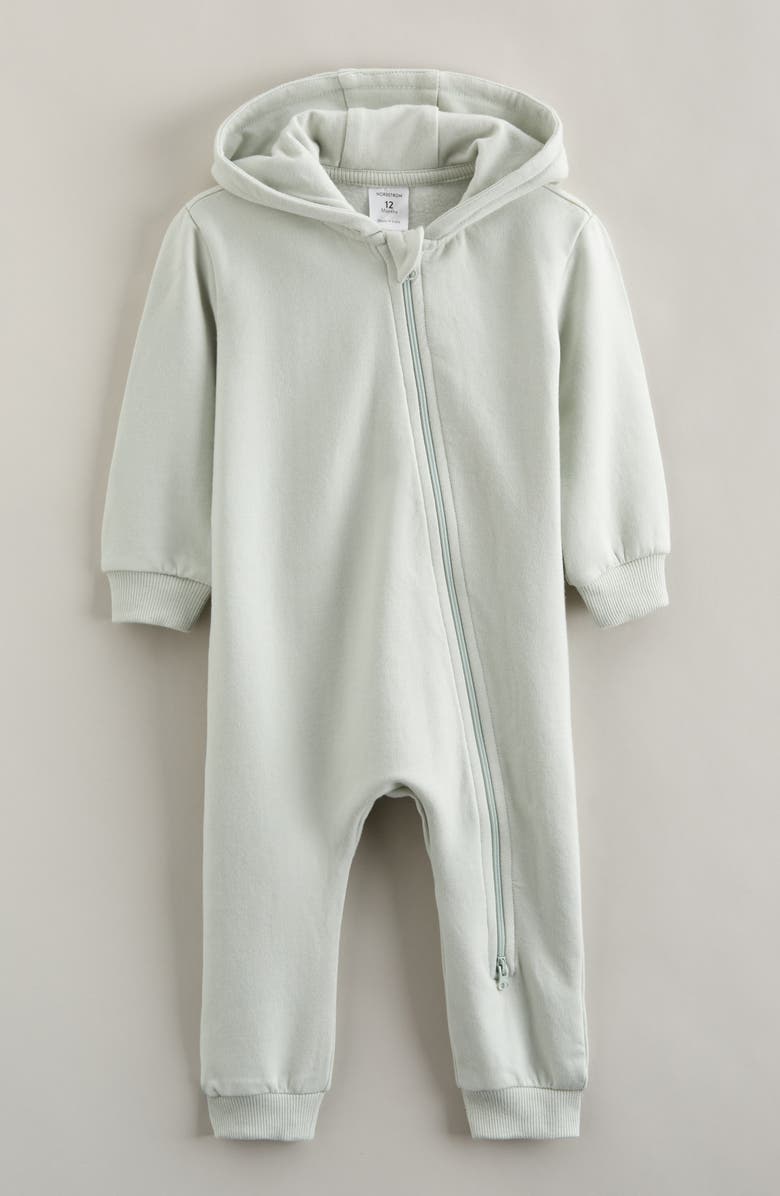 Nordstrom Hooded Fleece Romper, Main, color, Green Hush