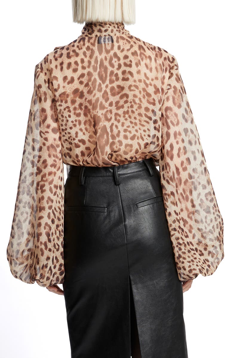 Bardot Solace Leopard Print Tie Front Shirt, Alternate, color, 