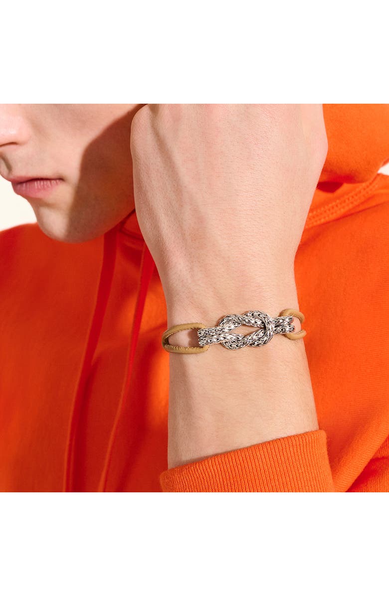 John Hardy Love Knot Bracelet, Sterling Silver, Leather, 3.5MM, Alternate, color, 