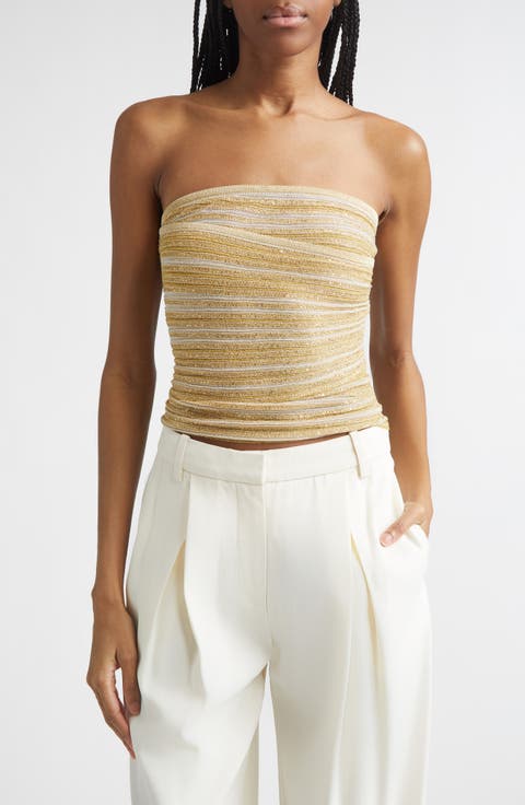 Ruched Metallic Tube Top