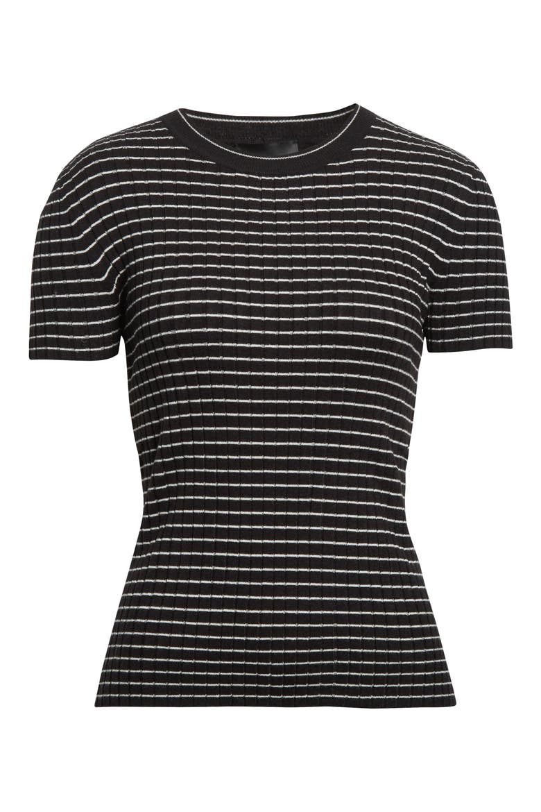 Stripe Rib Crewneck Top, Alternate, color, SOLID BLACK
