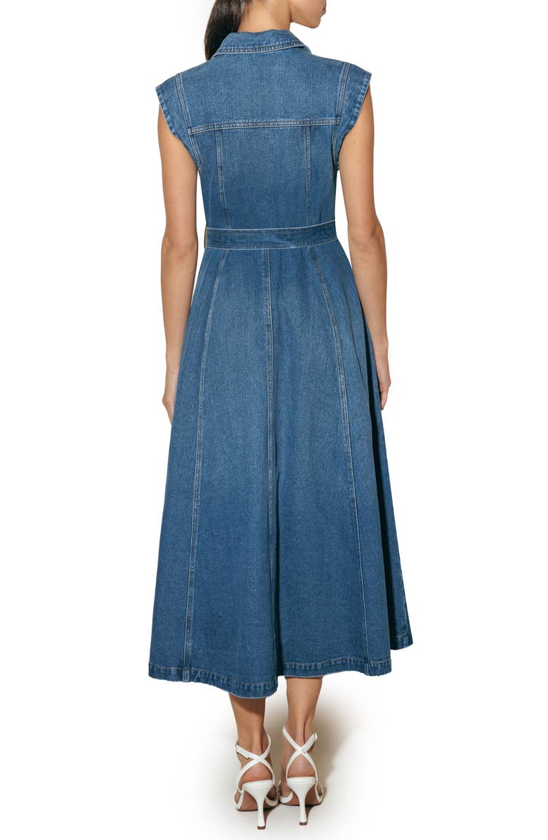 FREEMARKET Tie Belt Denim Midi Dress, Alternate, color, 
